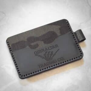 Front of black leather card holder