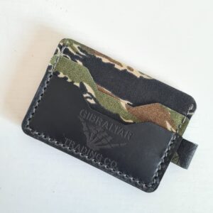 Leather minimalist card holder wallet - Tiger Stripe